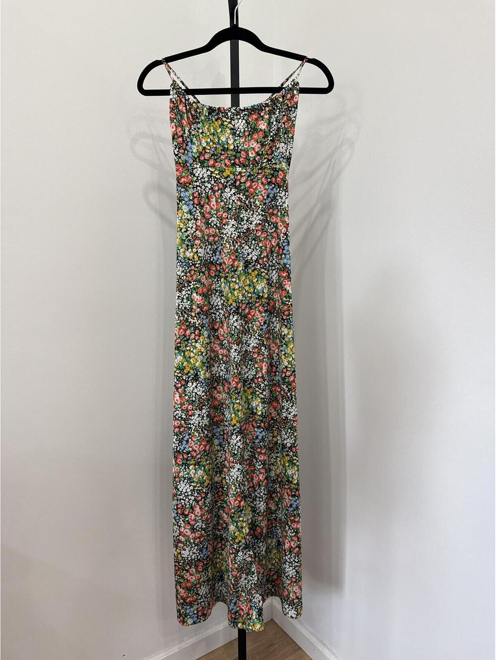 70s boho Sears Floral Print Maxi Dress with Spaghetti Straps